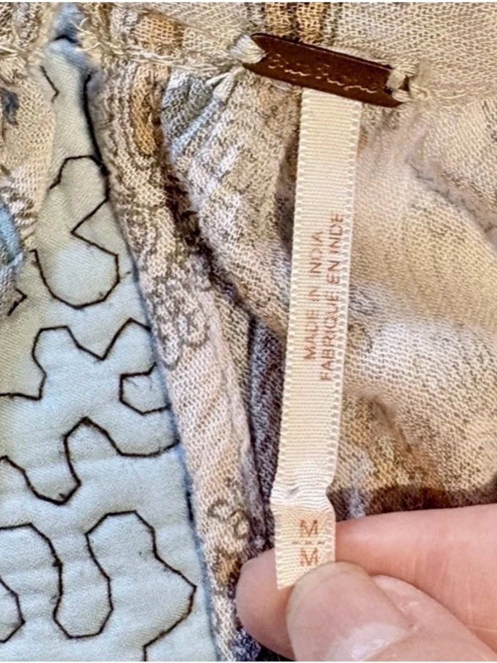 Free People Beige Paisley Lace-Yoke Mini Dress - Picture 8 of 8